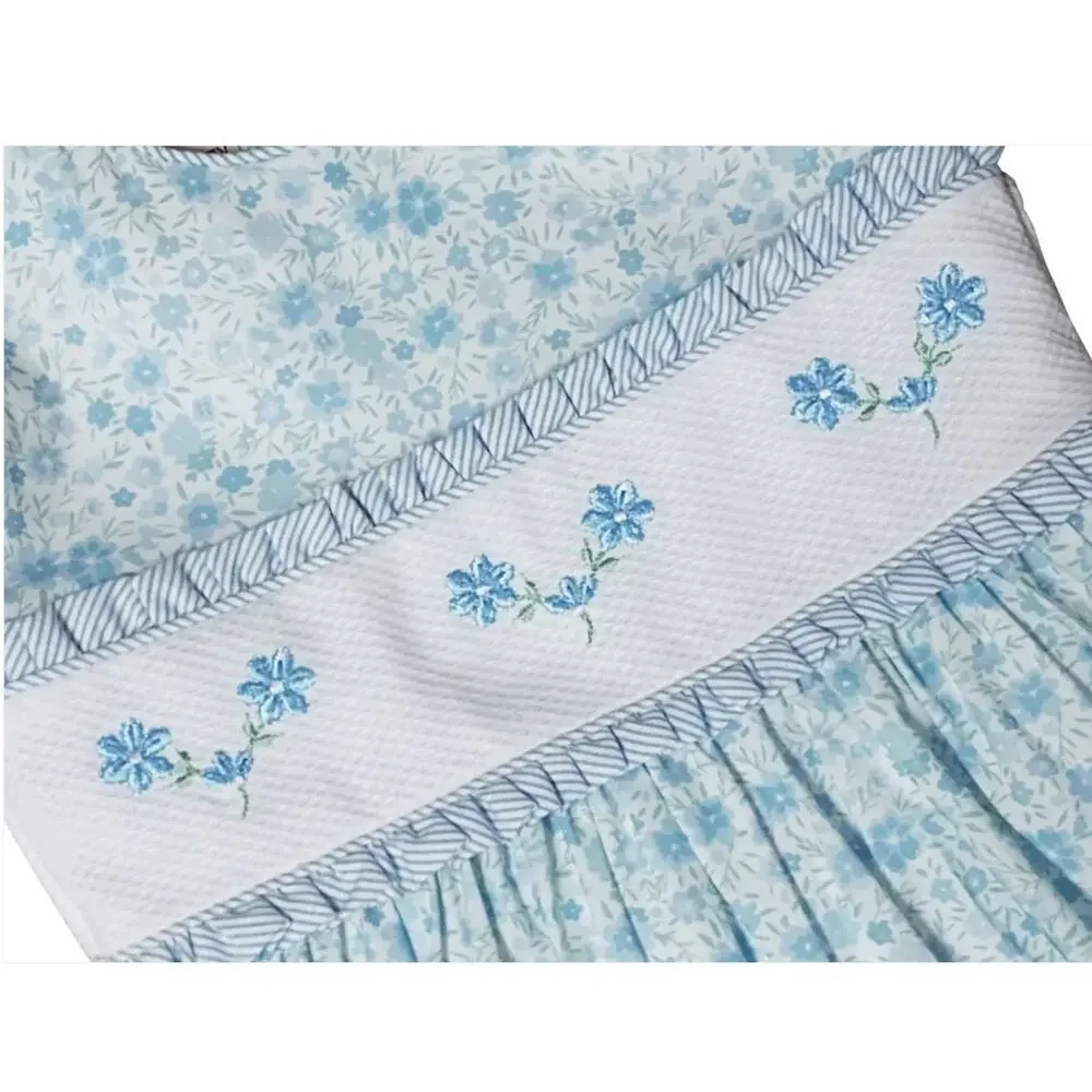 Marco & Lizzy Girls Blue‎ Floral Carly Sleeveless Dress - Embroidery on Waist